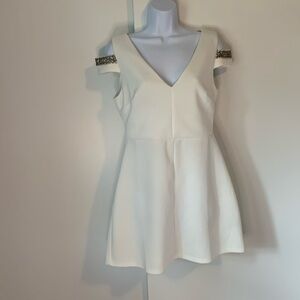 Ark & Co Cold Shoulder A-Line Dress Cream Size M